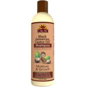 OKAY | Black Jamaican Castor Oil Shampoo | For All Hair Types & Textures | Repair - Moisturize - Grow Healthy Hair | with Argan Oil | Free Of Parabens, Silicones, Sulfates ,PALE YELLOW , 12 Oz