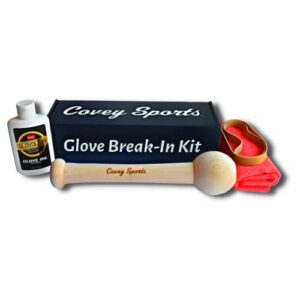 Covey Baseball Glove Breakin Kit - Includes Softball & Baseball Glove Oil Conditioner, Glove Mallet, Mitt Shaper Wrap, and Glove Care Application Cloth to Break in, Soften, and Form Gloves (Regular)