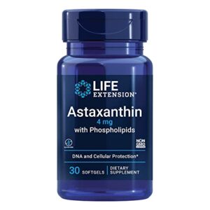 Life Extension Astaxanthin with Phospholipids 4 mg - For Eye & Heart Health + Metabolic & Cardiovascular Health - Supports Inflammatory & Immune Response - Gluten Free, Non-GMO - 30 Softgels