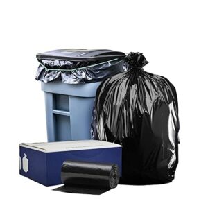 Plasticplace 95-96 Gallon Garbage Can Liners │ 1.2 Mil │ Black Heavy Duty Trash Bags │ Rolls │ 61” x 68” (50 Count)