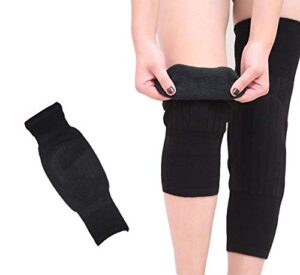 Unisex Cashmere Wool Knee Brace Pads Winter Warm Thermal Knee Warmers Thicken Lengthen Breathable Elastic Knees Sleeves Support Protector for Ski Cycling Dance Runing Arthritis Tendonitis(1 Pair)