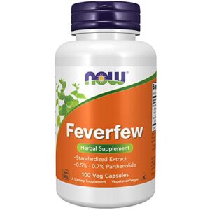 NOW Supplements, Feverfew with 0.5% - 0.7% Parthenolide, Herbal Supplement, 100 Veg Capsules
