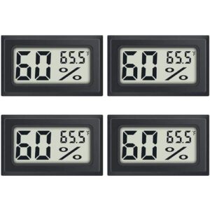 4-Pack Mini Digital Electronic Temperature Humidity Gauge Meters Indoor Thermometer Hygrometer LCD Display Fahrenheit (℉) for Mason Jars, Growing, Curing, Harvesting, Greenhouse, Garden, Humidors