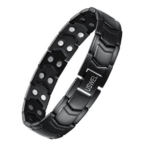 USWEL Ultra Strength Magnetic Therapy Bracelet for Men | Stress & Pain Healing Product | Alternative Blood Pressure and Circulation Medicine| Harmles Therapy for Wellness and Strength