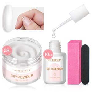 Nail Repair Kit for Broken Cracked Split Weak Nails, Ideal Solution Emergency Easy Quick Fix Clear Transparent Crystal Color Dip Powder 28g 1 Oz Quick-Drying Repair Glue 10ml with Nail File & Nail Buffer by AZUREBEAUTY