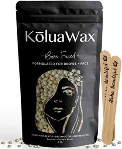 Hard Wax Beads for Hair Removal – Thin Fine Facial Hair Formula – Our Most Gentle Wax for Sensitive Skin, Browns, Soft Upper Lips, Sideburns and Neck – Large 1lb Refill Pearl Beans for Wax Warmers – White Bare Faced by KoluaWax