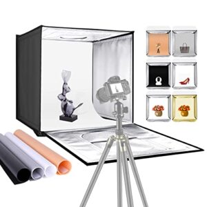 Neewer Bi-Color Dimmable 3000K-6500K Photo Studio Light Box 20 Inches Shooting Light Tent Foldable Portable Professional Booth Table Top Photography Lighting Kit 160 LED Lights 4 Color Backdrops
