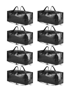 SpaceAid Heavy Duty Moving Bags, Extra Large Storage Totes W/ Backpack Straps Strong Handles & Zippers, Alternative to Moving Boxes, Packing & Moving Supplies, Black (8 Pack)