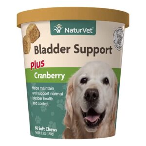 NaturVet Bladder Support Plus Cranberry for Dogs, 60 ct Soft Chews , Made in the USA