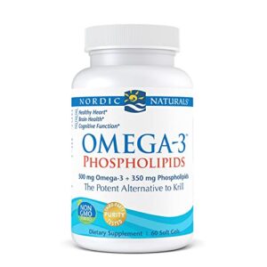 Nordic Naturals Omega-3 Phospholipids, Unflavored - 60 Soft Gels - 500 mg Omega-3 & 350 mg Phospholipids - Heart & Brain Health - Small, Easy-to-Swallow Soft Gels - Non-GMO - 30 Servings
