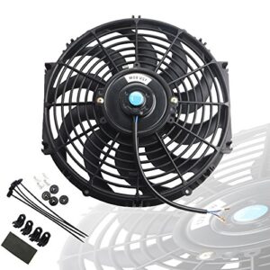 MOSTPLUS Black Universal Electric Radiator Slim Fan Push/Pull 12V + Mounting Kit (12 Inch)