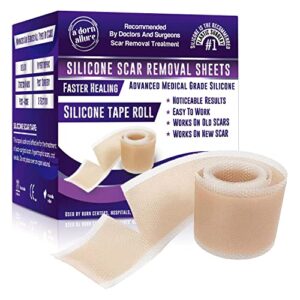 Silicone Scar Sheets, Silicone Scar Tape(1.6” x 60”), Reusable Scar Sheets, Scar Patches to Smooths and Lightens Scars of C-Section, Surgery, Burn, Keloid, Acne, Scar Strips (8 Month Supply)