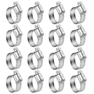 WINL Stainless Steel Hose Clamps - 16 Pack Worm Gear Drive Hose Clamps SAE 16 Clamping Range 3/4 Inch to 1-1/2 Inch (19mm-38mm) for Automotive Plumbing, 3/4'', 1'', 1 1/4'' Hose Clamps