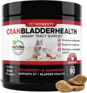 PetHonesty Cranberry for Dogs - Soft Chew Supplements, Kidney and Bladder Support, Dog UTI - Urinary Tract Health UT Incontinence, Immune System Support, D-Mannose, Marshmallow, & Echinacea (Chicken)
