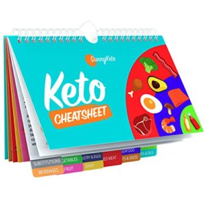 Keto Diet Cheat Sheet Quick Guide Fridge Magnet Reference Charts for Ketogenic Diet Foods - Including Meat & Nuts, Fruit & Veg, Dairy, Oils & Condiments by SunnyKeto (14 Page Guide)
