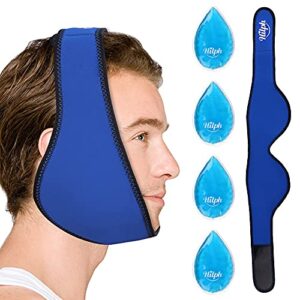 Hilph® Jaw Ice Pack Reusable Face Ice Pack for Wisdom Teeth, Jaw Ice Wrap with 4 Gel Pack Wisdom Teeth Ice Pack for Facial & Oral Surgery, TMJ, Head and Chin Pain Relief, Dental Implant