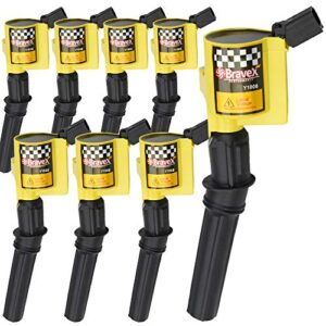 High Performance Ignition Coil 8 Pack --Upgrade 15% More Energy For Ford F-150 F-250 F-350 4.6L 5.4L V8 CROWN VICTORIA EXPEDITION MUSTANG LINCOLN MERCURY Compatible & DG508 DG457 DG472 DG491 (YELLOW)
