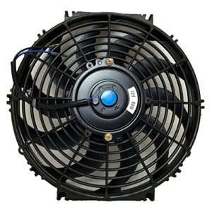 Upgr8 Universal High Performance 12V Slim Electric Cooling Radiator Fan with Fan Mounting Kit (12 Inch, Black)