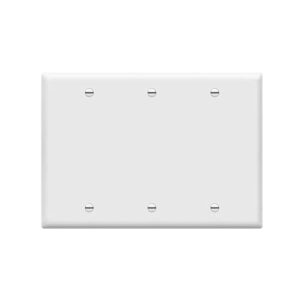ENERLITES Blank Device Wall Plate, Blank Outlet Cover, Gloss Finish, Standard Size 3-Gang 4.5
