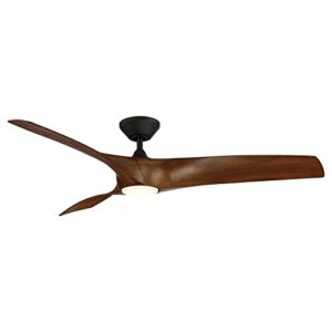 Zephyr Smart Indoor and Outdoor 3-Blade Ceiling Fan 62in Matte Black Distressed Koa with 3000K LED Light Kit and Remote Control works with Alexa, Google Assistant, Samsung Things, and iOS or Android App