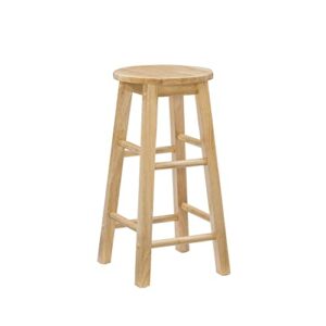 Linon Natural Barstool with Round Seat, 24-Inch