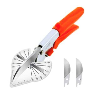 Terizger Multi Angle Miter Shears with 45-135 Degree Adjustable, Quarter Round Cutting Tool, (With 2 Sk5 Blades Free)
