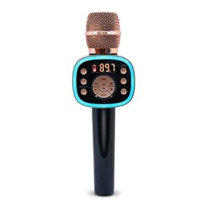 Carpool Karaoke The Mic 2.0 2021 Version, Wireless Bluetooth Karaoke Microphone with Voice Changing Effects and Duet Options, Rose Gold
