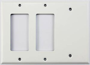 Smooth White 3 Gang Combo Wall Plate - 2 GFCI/Rocker Openings 1 Blank
