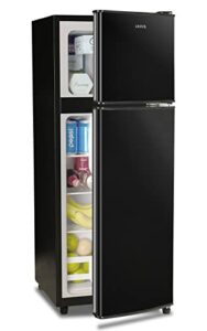 Anukis Compact Refrigerator 4.0 Cu Ft 2 Door Mini Fridge with Freezer For Apartment, Dorm, Office, Family, Basement, Garage, Black
