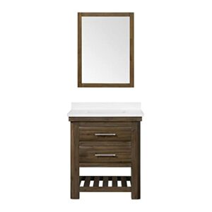 Ove Decors Single Sink Bathroom Vanity Black Extra Brushed Nickel Hardware and Rustic Almond Latte Mirror, 30