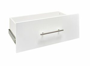 ClosetMaid SuiteSymphony Wood Drawer, Add On Accessory, Modern Style for Storage, Closet, Clothes, x 10” Size for 25 in. Units, Pure White/Satin Nickel, Inch Inch