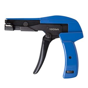 Cable Tie Gun - Fastening and Cutting Tool with Steel Handle Special for Nylon Cable Tie Fasten and Cut Cables in Blue