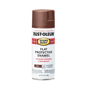Rust-Oleum Stops Rust 214085 Spray Paint, 12 Ounce (Pack of 1), Flat Brown, 11 Fl Oz