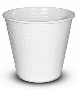 Monarch Abode 19028 Classic White Monarch Hand Hammered Metal Wastebasket Trash Can