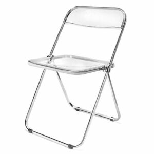 DIYHD Transparent Clear Folding Chair PC Plastic Living Room Seat Chrome Frame