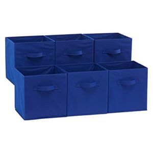 Amazon Basics Collapsible Fabric Storage Cubes Organizer with Handles, Navy Blue - Pack of 6