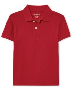 The Children's Place boys Short Sleeve Pique School Uniform Polo Shirt, Classic Red, Large US