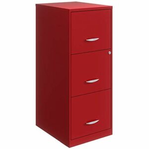 Space Solutions 3 Drawer Metal Vertical File Cabinet with Lock Lava Red