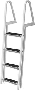 BestEquip Removable Dock Ladder with Rubber Mat, Pontoon Boat Ladder with Mounting Hardware, Swim Ladder Aluminum, Each Step 16