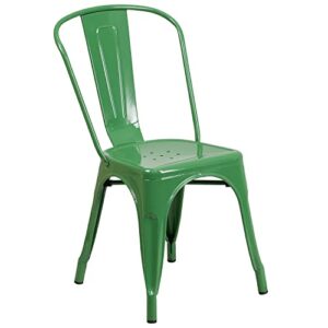 Flash Furniture Commercial Grade Green Metal Indoor-Outdoor Stackable Chair