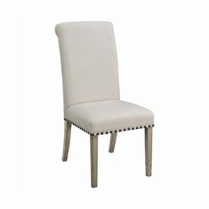 Taylor Parson Dining Chairs with Nailhead Trim Beige and Pine (Set of 2)
