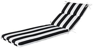 Pillow Perfect Outdoor/Indoor Cabana Stripe Black Chaise Lounge Cushion, 1 Count (Pack of 1)
