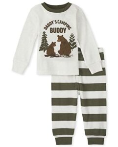 The Children's Place Baby and Toddler Long Sleeve Top and Pants Snug Fit 100% Cotton 2 Piece Pajama Sets, Camping Buddy, 18-24 Months