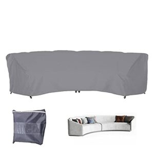 COOSOO Curved Sofa Cover Outdoor Curved Sectional Sofa Cover Patio Furniture Couch Protector Waterproof Half Moon Sofa Set Cover with Windproof Elastic Cord for Garden Indoor All Weather Protection