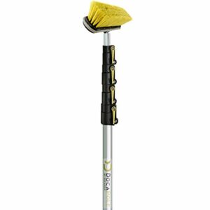 DocaPole 11 Inch Medium Bristle Deck Brush with 6-24 Foot Extension Pole: Includes Scrub Brush with Long Handle Telescoping Pole; Cleaning Brush for Deck, House Siding, Garage, Patio and More