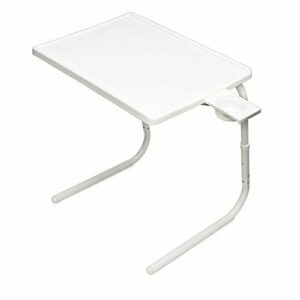 Table Mate II TV Tray Table - Folding TV Dinner Table, Couch Table Trays for Eating Snack Food, Stowaway Laptop Stand, Portable Bed Dinner Tray - Adjustable TV Table with 3 Angles, Cup Holder, White