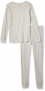 Amazon Essentials Women's Waffle Snug Fit Pajama Set, Grey Heather, Small