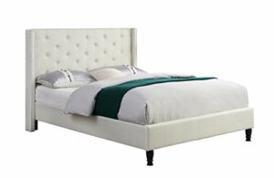 Best Master Furniture YY129 Cloth Light Beige Platform Bed with Slats, E. King