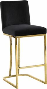 Meridian Furniture Heidi Collection Modern | Contemporary Velvet Upholstered Counter Stool with Polished Gold Metal Legs, 16