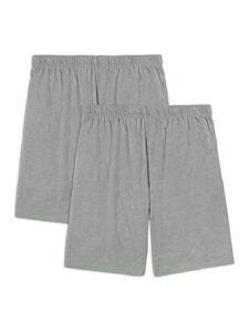 Fruit of the Loom Men's Eversoft Cotton Shorts with Pockets (S-4XL), 2 Pack-Grey Heather, XX-Large
